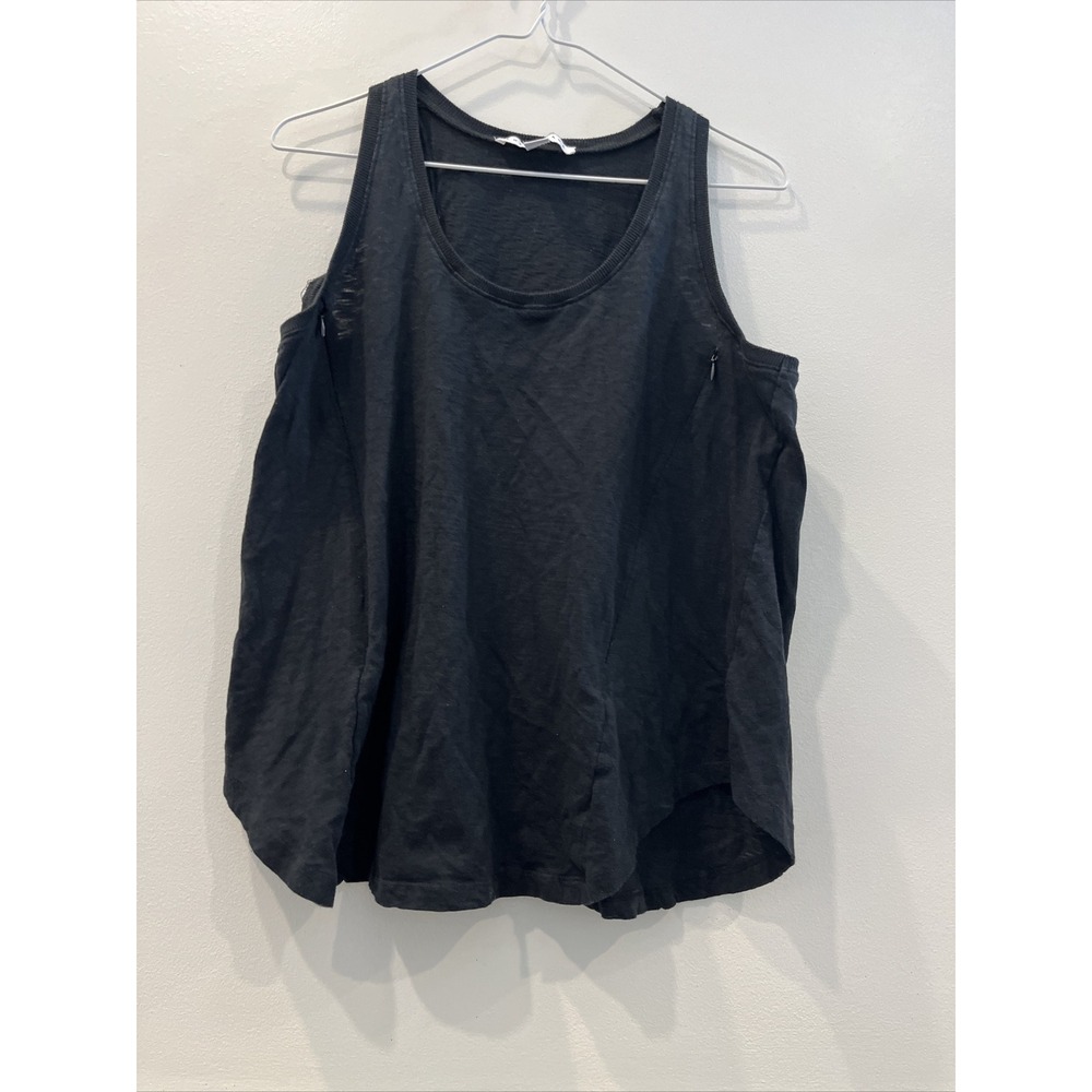 Loyal Hana Nursing and Maternity Sleeveless Tank Top Black Side Zippers Size M